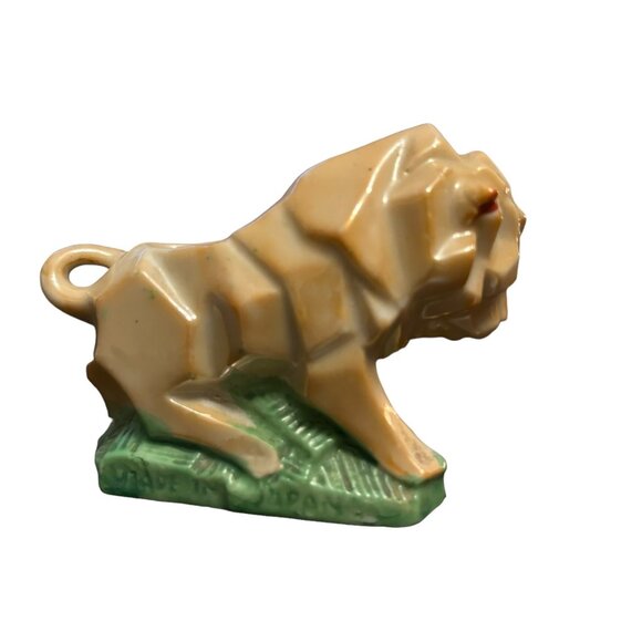 Vintage Japan Porcelain Lusterware Faceted Lion Toothpick Holder MCM 2.5" - Picture 3 of 9